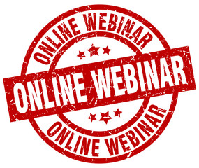 online webinar round red grunge stamp