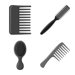 Isolated object of brush and hair symbol. Collection of brush and hairbrush stock symbol for web.