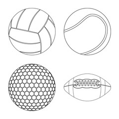 Vector design of sport and ball sign. Set of sport and athletic vector icon for stock.