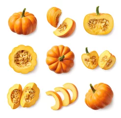 Foto op Plexiglas Set of fresh whole and sliced pumpkin © baibaz