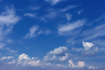 Beautiful blue sky with white clouds as a natural background.