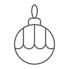 Christmas tree ball thin line icon, xmas and decoration, bauble sign, vector graphics, a linear pattern