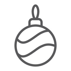 Christmas tree ball line icon, xmas and decoration, bauble sign, vector graphics, a linear pattern on a white background, eps 10.