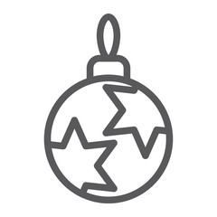 Christmas tree ball line icon, xmas and decoration, bauble sign, vector graphics, a linear pattern on a white background, eps 10.