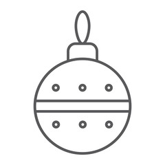 Christmas tree ball thin line icon, xmas and decoration, bauble sign, vector graphics, a linear pattern