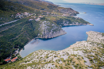 Croatian Coast bay with fish farm