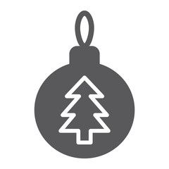 Obraz premium Christmas tree ball glyph icon, xmas and decoration, bauble sign, vector graphics, a solid pattern on a white background