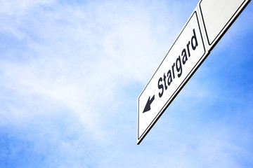 Signboard pointing towards Stargard