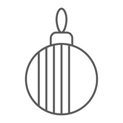 Christmas tree ball thin line icon, xmas and decoration, bauble sign, vector graphics, a linear pattern