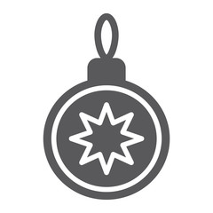 Obraz premium Christmas tree ball glyph icon, xmas and decoration, bauble sign, vector graphics, a solid pattern on a white background