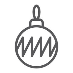 Christmas tree ball line icon, xmas and decoration, bauble sign, vector graphics, a linear pattern on a white background, eps 10.