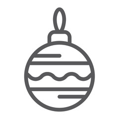 Christmas tree ball line icon, xmas and decoration, bauble sign, vector graphics, a linear pattern on a white background, eps 10.