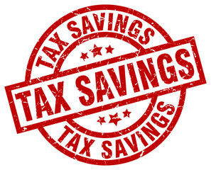 tax savings round red grunge stamp
