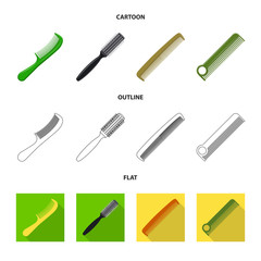 Isolated object of brush and hair symbol. Collection of brush and hairbrush stock vector illustration.