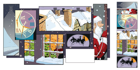 Collage on theme christmas and new year. Stock illustration.