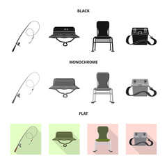 Vector design of fish and fishing icon. Collection of fish and equipment stock symbol for web.