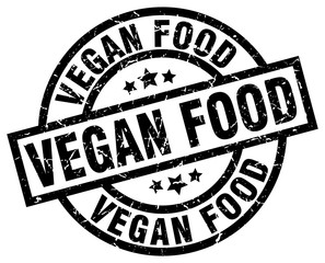 vegan food round grunge black stamp