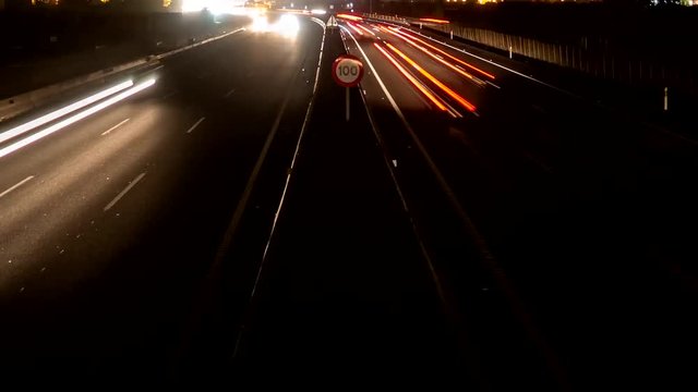 Fast car lights in the highway, loop-ready time lapse