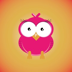 Owl girl flat style vector. Wild night predatory bird. World fauna species. Eagle-owl cartoon character.