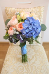 table decoration celebration pink white blue flowers