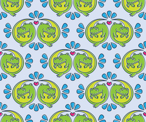 Vector seamless pattern with crocodile.