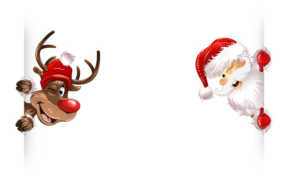 Weihnachtsmann Rudolph Seite Lächelnd Knipsauge