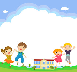 Naklejka premium Kids and school