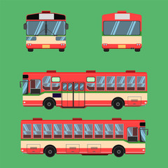 thai bus red green white transport car vehicle driver fare passenger autobus omnibus coach rail bench chair stool armchair seat mattress bolster hassock pad vector illustration © kisada