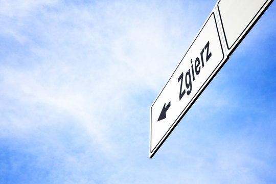 Signboard pointing towards Zgierz