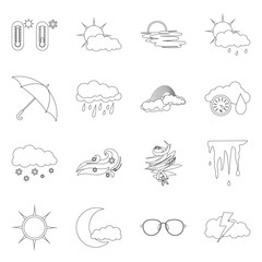 Vector design of weather and climate sign. Set of weather and cloud stock symbol for web.