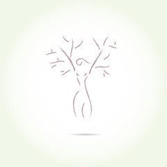 nature woman line vector illustration
