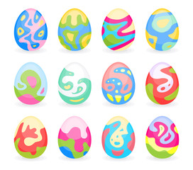 Set of colored eggs for Easter holiday. Painted eggs as traditional Easter symbols