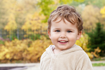 Portrait of cute  little  boy. Happy lovley child looking at camera