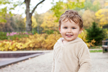 Portrait of cute  little  boy. Happy lovley child looking at camera