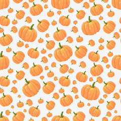 orange pumpkins seamless pattern on light background