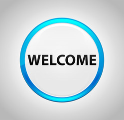 Welcome Round Blue Push Button