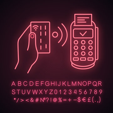 NFC payment neon light icon