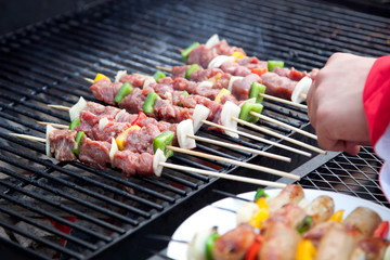 barbeque with meat and vegetables
