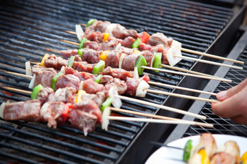 barbeque with meat and vegetables