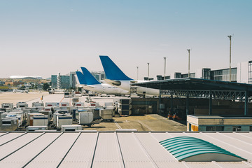Airport terminal station with planes