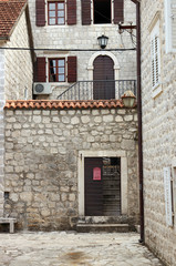 Fototapeta na wymiar Old stone house and street Perast Montenegro