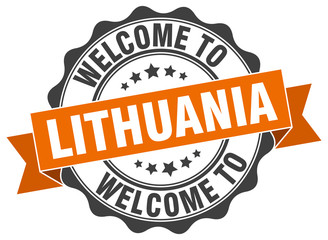 Obraz premium Lithuania round ribbon seal