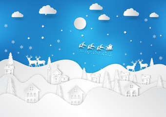 Winter season with snowflake and santa. Vector illustration of Merry Christmas