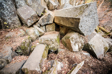 Amazing natural pentagonal blocks of stones. Nature reserve. - 229154105