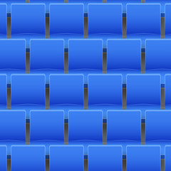 Background of blue plastic stadium seats on sport arena and stadium. Vector illustration