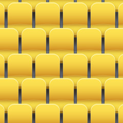 Background of yellow plastic stadium seats on sport arena and stadium. Vector illustration © VITAMIN