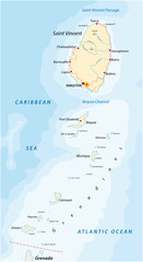 saint vincent and the grenadines vector map - obrazy, fototapety, plakaty