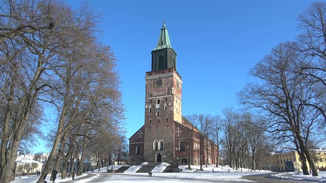 Medieval Cathedral of Turku on a Sunny February day. Finland