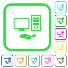 Shared computer vivid colored flat icons