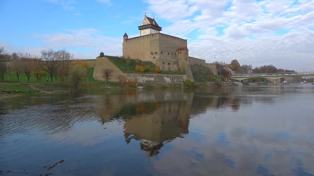 View of Hermann castle on October day. Narva, Estonia 